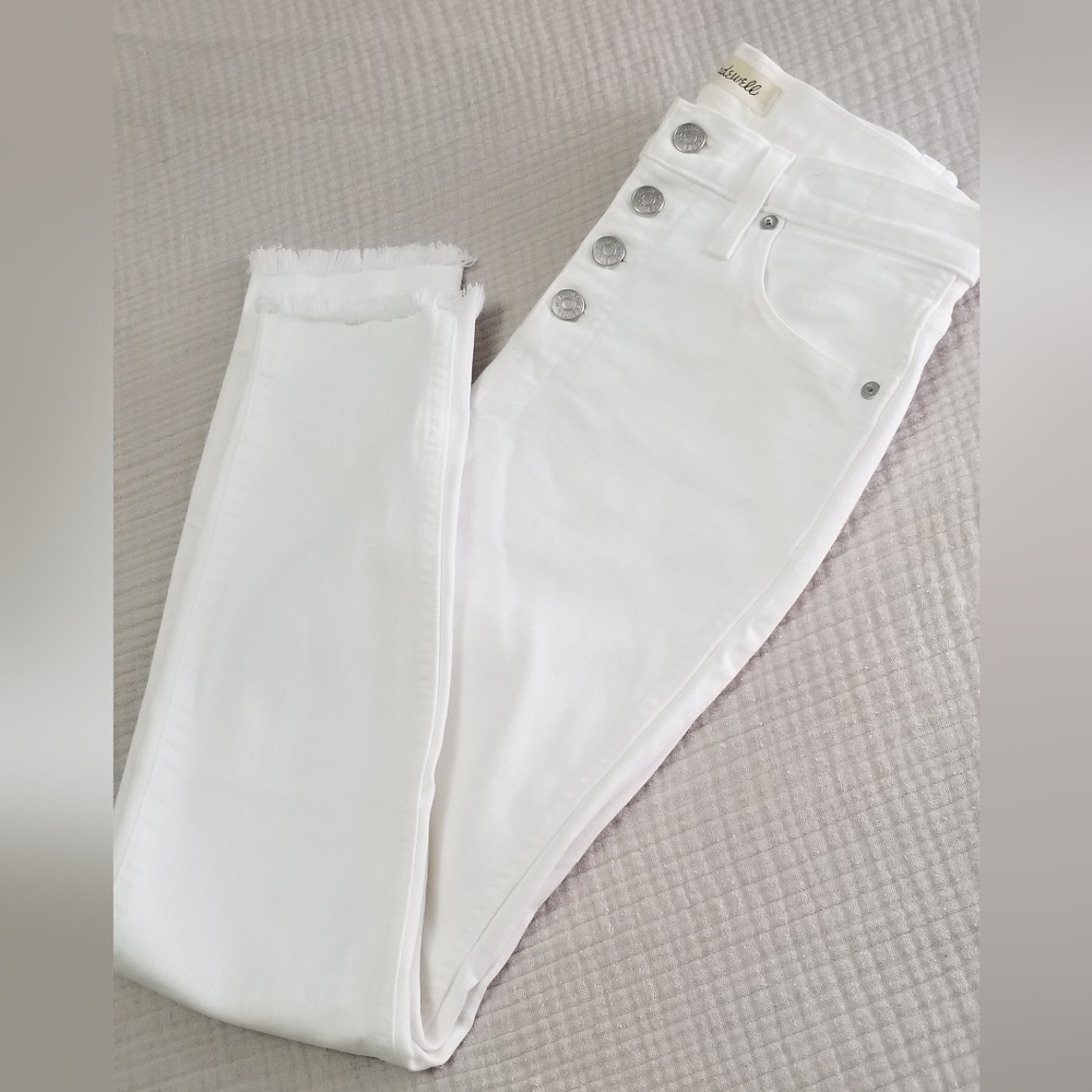 Madewell White 10" High-Rise Crop Skinny Jeans with Button-Fly